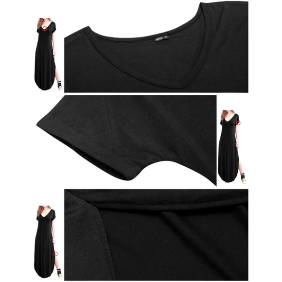 Women's Black V-Neck Maxi Beach Dress. Hit The Like ♡ Button For SALE - Picture 4 of 5